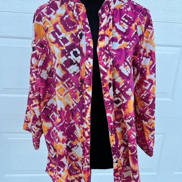 BRECKENRIDGE women's size XL, 3/4 SLEEVE, BUTTON DOWN, cotton SHIRT - Picture 2 of 11